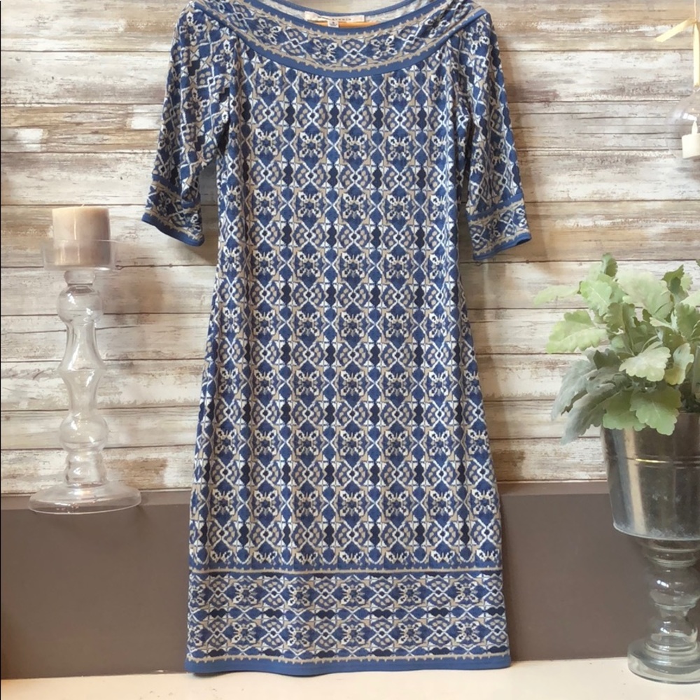 Max studio geometric mixed print 3/4 sleeve dress